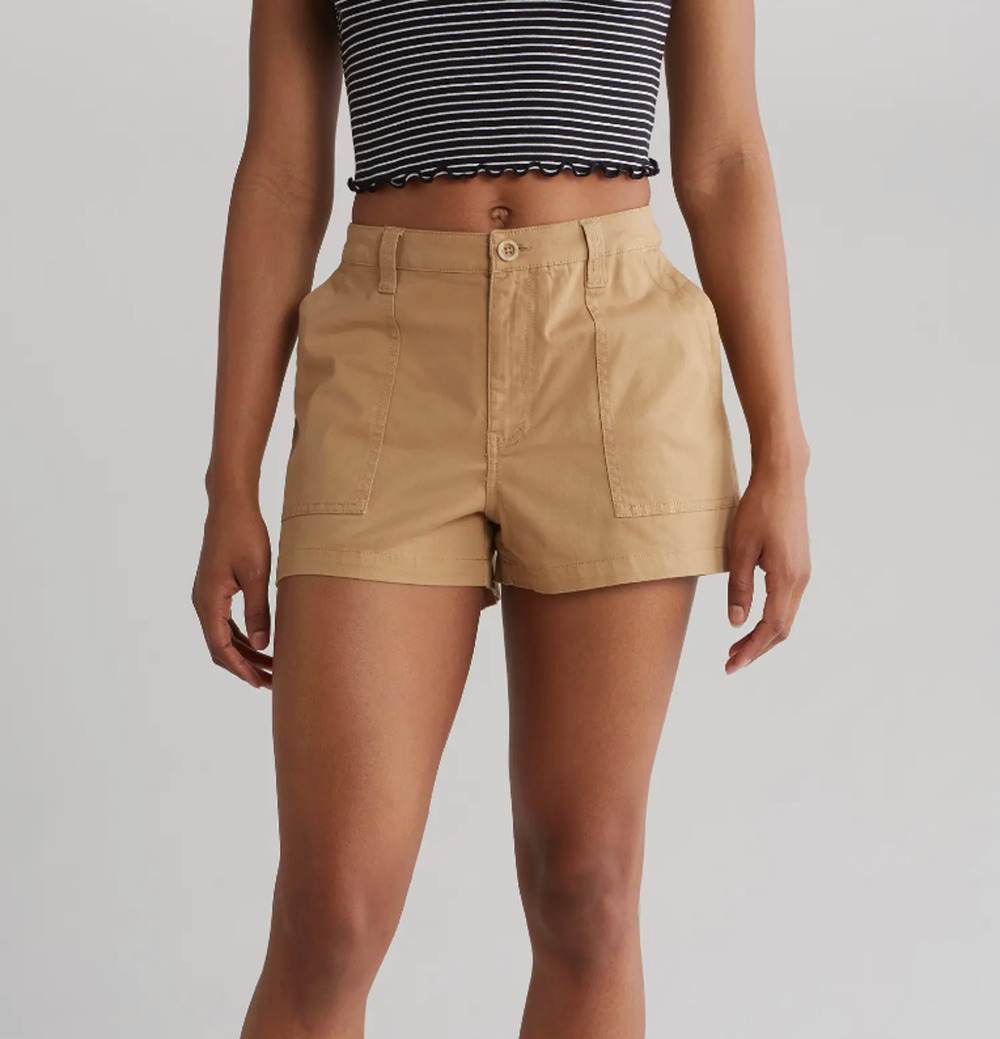 Abound Nordstrom Mid Rise Utility Cotton Blend Shorts Tan Cartouche Womens 26